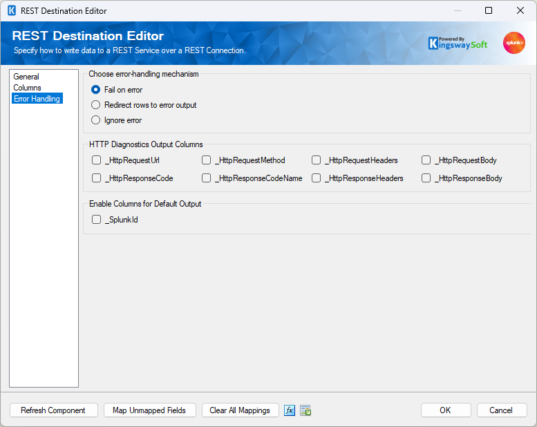 Splunk Destination Component - Error Handling